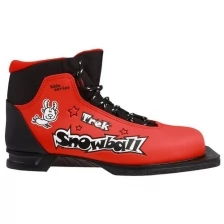 Ботинки лыжные TREK Snowball NN75 ИК, цвет красный, лого чёрный, размер 35