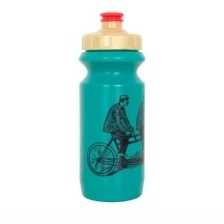 Фляга 0,6 Green Cycle DUDES on bike с большим соском, red nipple/ golden cap/ green bottle